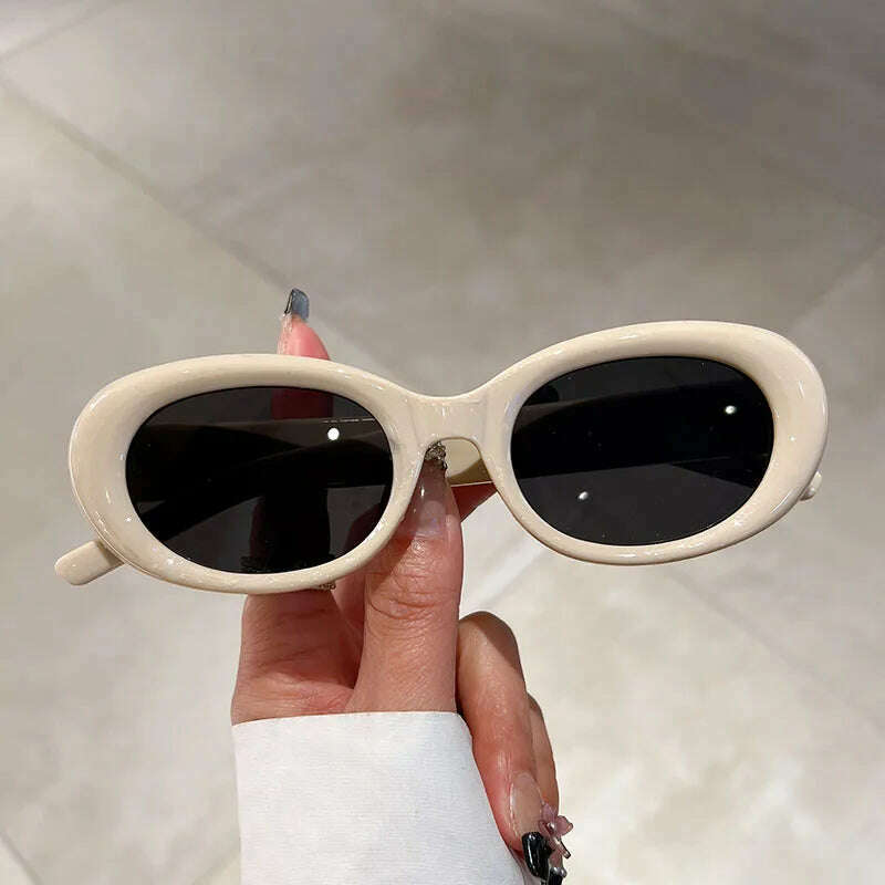 KAMMPT Vintage Oval Sunglasses Women Fashion Ins New Trendy Candy Color Shades Eyewear Luxury Brand Deisgn UV400 Sun Glasses - KIMLUD