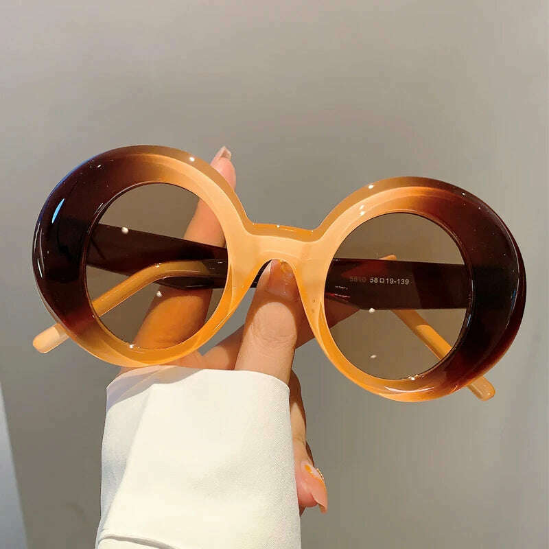 KAMMPT Vintage Round Sunglasses Women 2023 New Fashion Candy Color Outdoor Beach Shades Trendy Ins Brand Designer UV400 Eyewear - KIMLUD