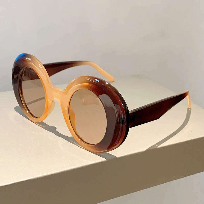 KAMMPT Vintage Round Sunglasses Women 2023 New Fashion Candy Color Outdoor Beach Shades Trendy Ins Brand Designer UV400 Eyewear - KIMLUD
