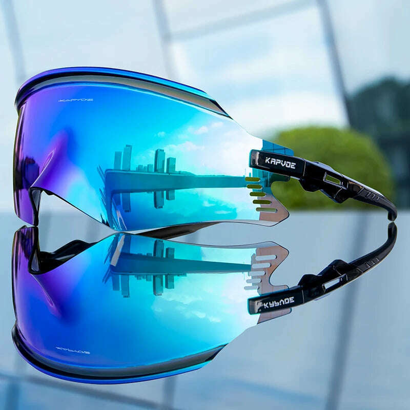 KIMLUD, Kapvoe Cycling Sunglasses UV400 Men Bike Sunglasses MTB Eyewear Outdoor Sport Goggles Bike Glasses Oculos De Ciclismo, 02 bright black / 1lens, KIMLUD APPAREL - Womens Clothes
