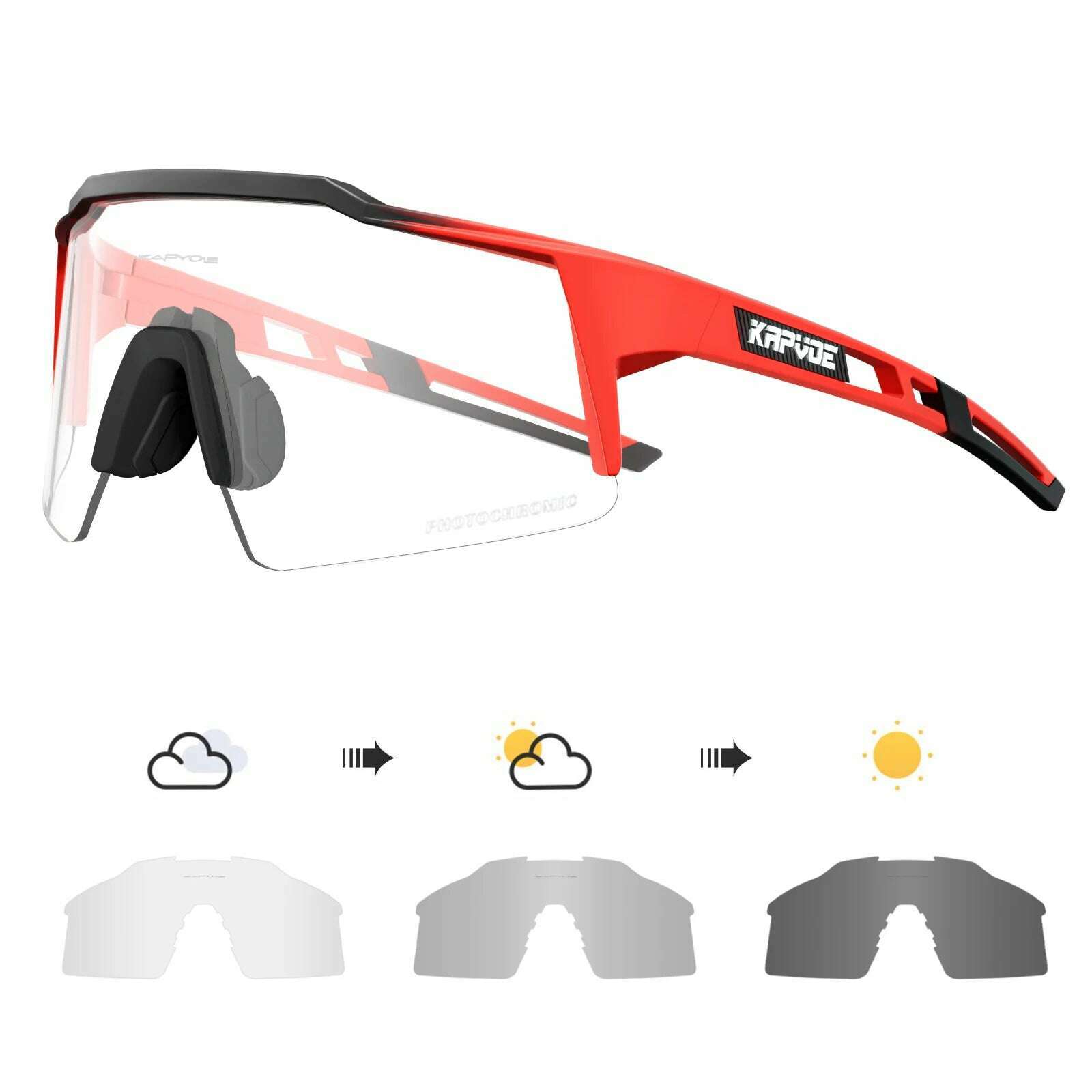 Kapvoe Photochromic Cycling Sunglasses for Men Glasses Fashion Mountain Bicycle Road Speed Cool Goggles Eyewear Sports MTB Bike - KIMLUD