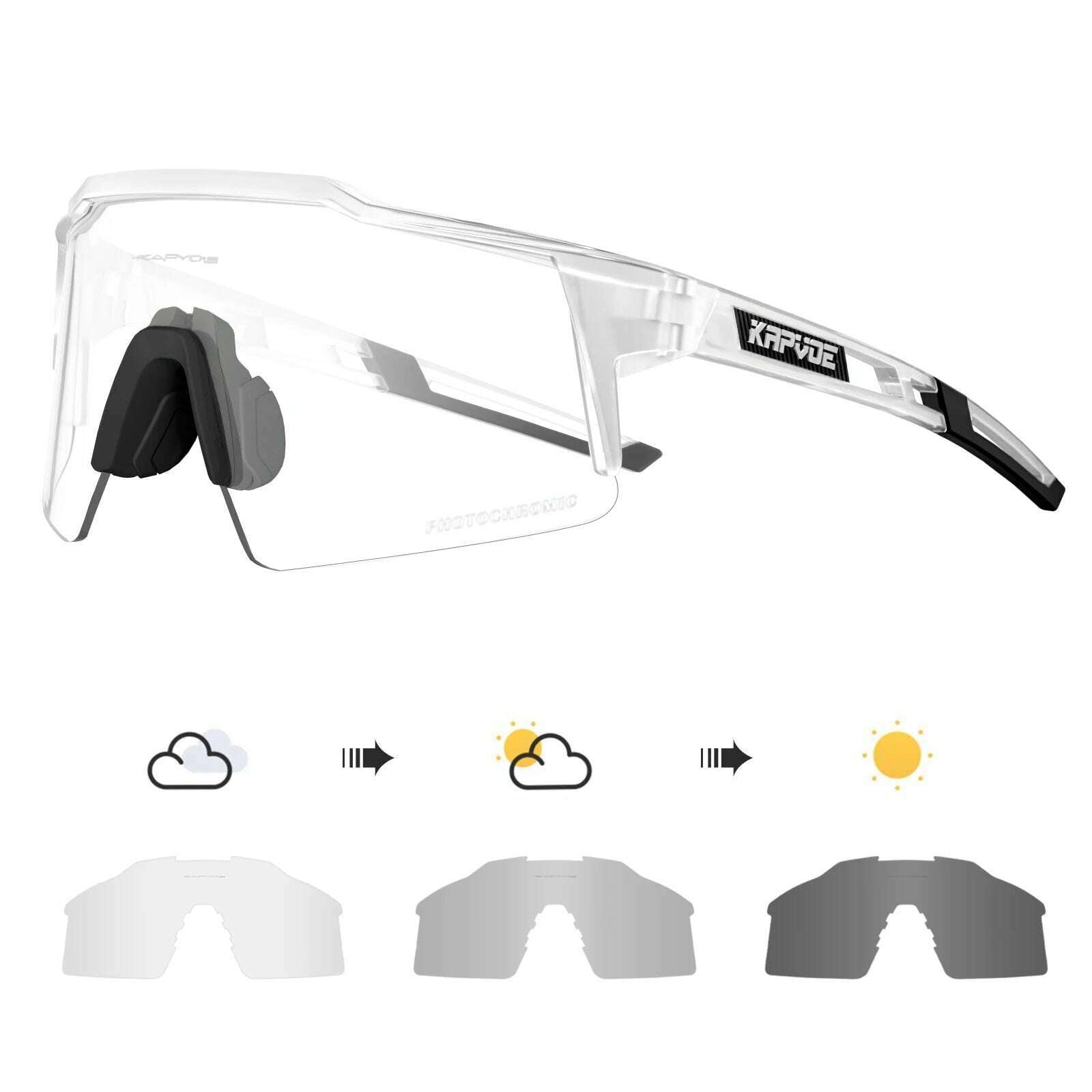 Kapvoe Photochromic Cycling Sunglasses for Men Glasses Fashion Mountain Bicycle Road Speed Cool Goggles Eyewear Sports MTB Bike - KIMLUD