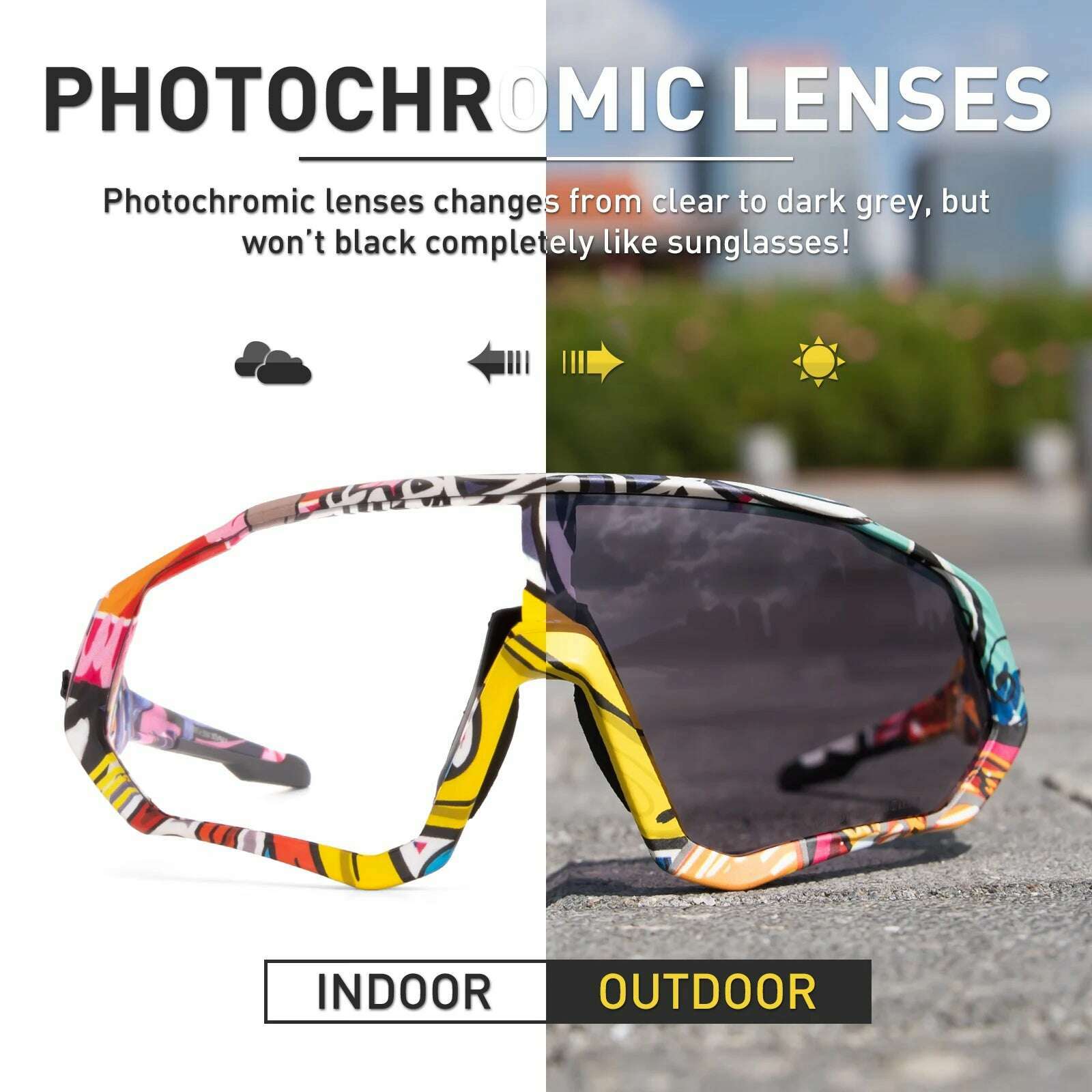 KIMLUD, Kapvoe Photochromic Cycling Sunglasses Men Women Road Mtb Mountain Bike Bicycle Glasses Cycling Glasses Sport running Eyewear, KIMLUD Womens Clothes