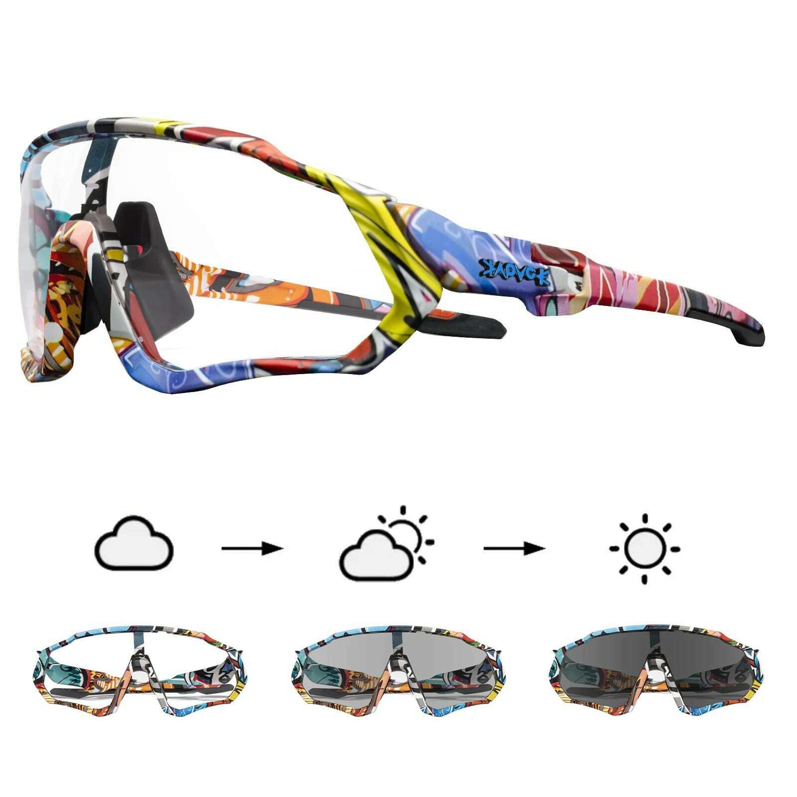 KIMLUD, Kapvoe Photochromic Cycling Sunglasses Men Women Road Mtb Mountain Bike Bicycle Glasses Cycling Glasses Sport running Eyewear, KIMLUD Womens Clothes