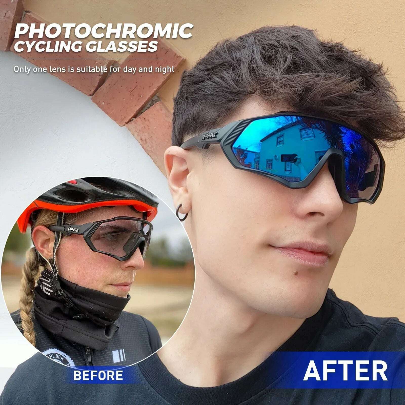KIMLUD, Kapvoe Photochromic Cycling Sunglasses Men Women Road Mtb Mountain Bike Bicycle Glasses Cycling Glasses Sport running Eyewear, KIMLUD Womens Clothes
