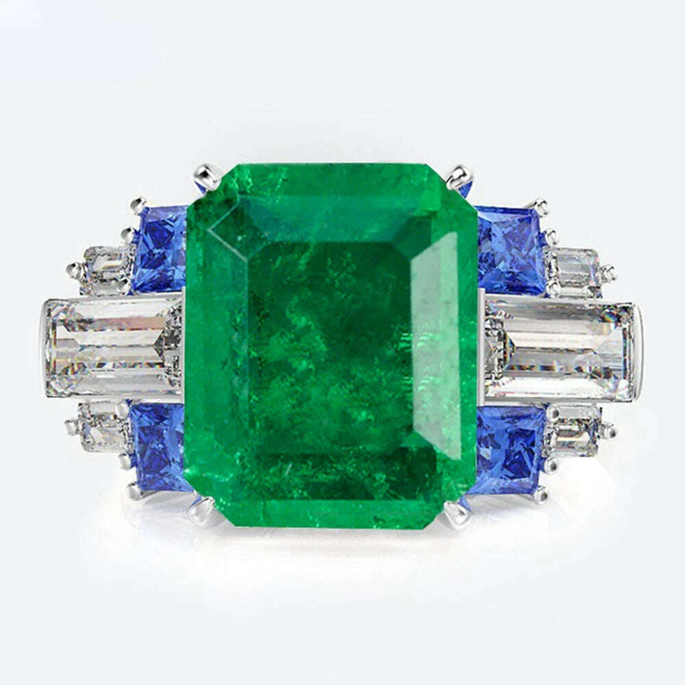 KIMLUD, Karachis 925 Sterling Silver 4CT Sapphire Emerald Paraiba Tourmaline Citrine Ruby Gemstone Wedding Party Ring Women Jewelry, KIMLUD Womens Clothes