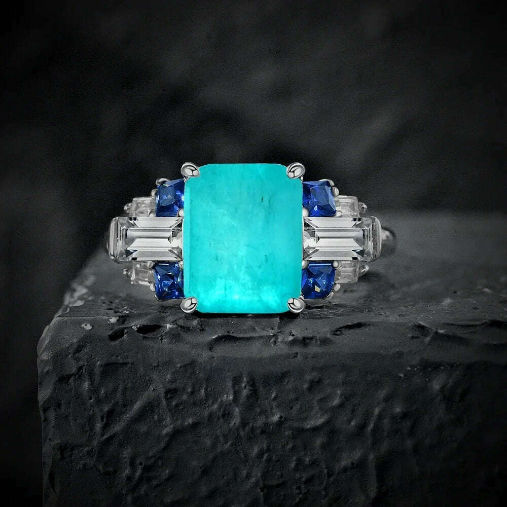 KIMLUD, Karachis 925 Sterling Silver 4CT Sapphire Emerald Paraiba Tourmaline Citrine Ruby Gemstone Wedding Party Ring Women Jewelry, 5 / R0380-6, KIMLUD APPAREL - Womens Clothes