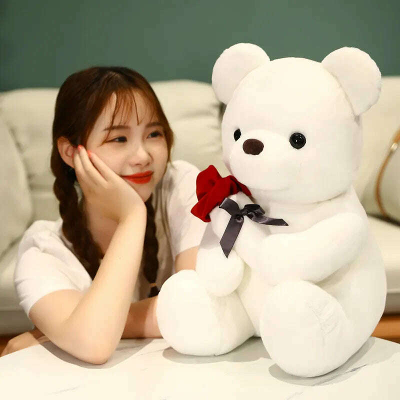 KIMLUD, Kawaii Teddy Bear with Roses Plush Toy Soft Bear Stuffed Doll Romantic Gift for Lover Home Decor Valentine's Day Gifts for Girls, KIMLUD Women's Clothes