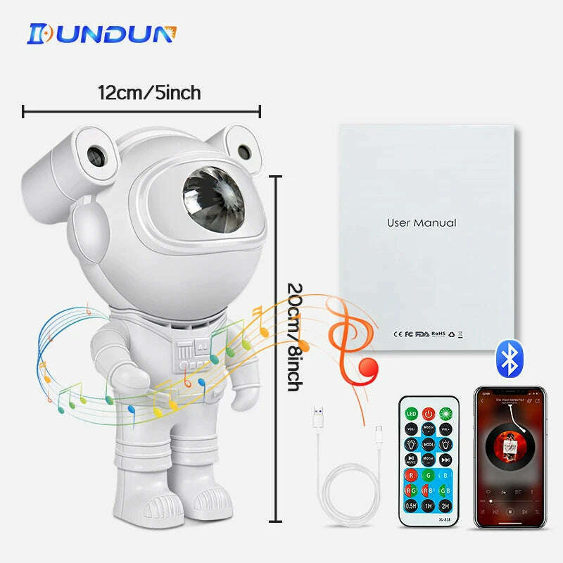 KIMLUD, Kids Star DIY Projector Night Light with Remote Control 360 Adjustable Design Astronaut Nebula Galaxy Lighting for Children, Music No Sticker, KIMLUD APPAREL - Womens Clothes