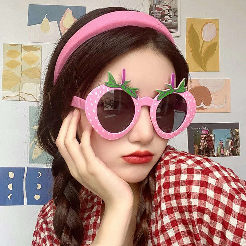 KLASSNUM Women Strawberry Funny Glasses Party Photo Decorations Birthday Wedding Supplies Adult Kids Party Dress Up Toys 2023 - KIMLUD