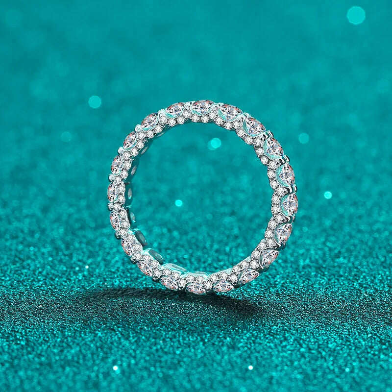Knobspin 2.5ct D Color Moissanite Ring for Woman Wedding Jewelry with GRA 925 Sterling Sliver Plated 18k White Gold Wedding Band - KIMLUD