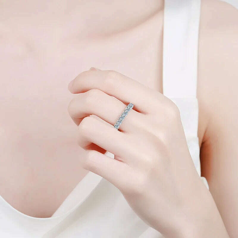 Knobspin 2.5ct D Color Moissanite Ring for Woman Wedding Jewelry with GRA 925 Sterling Sliver Plated 18k White Gold Wedding Band - KIMLUD