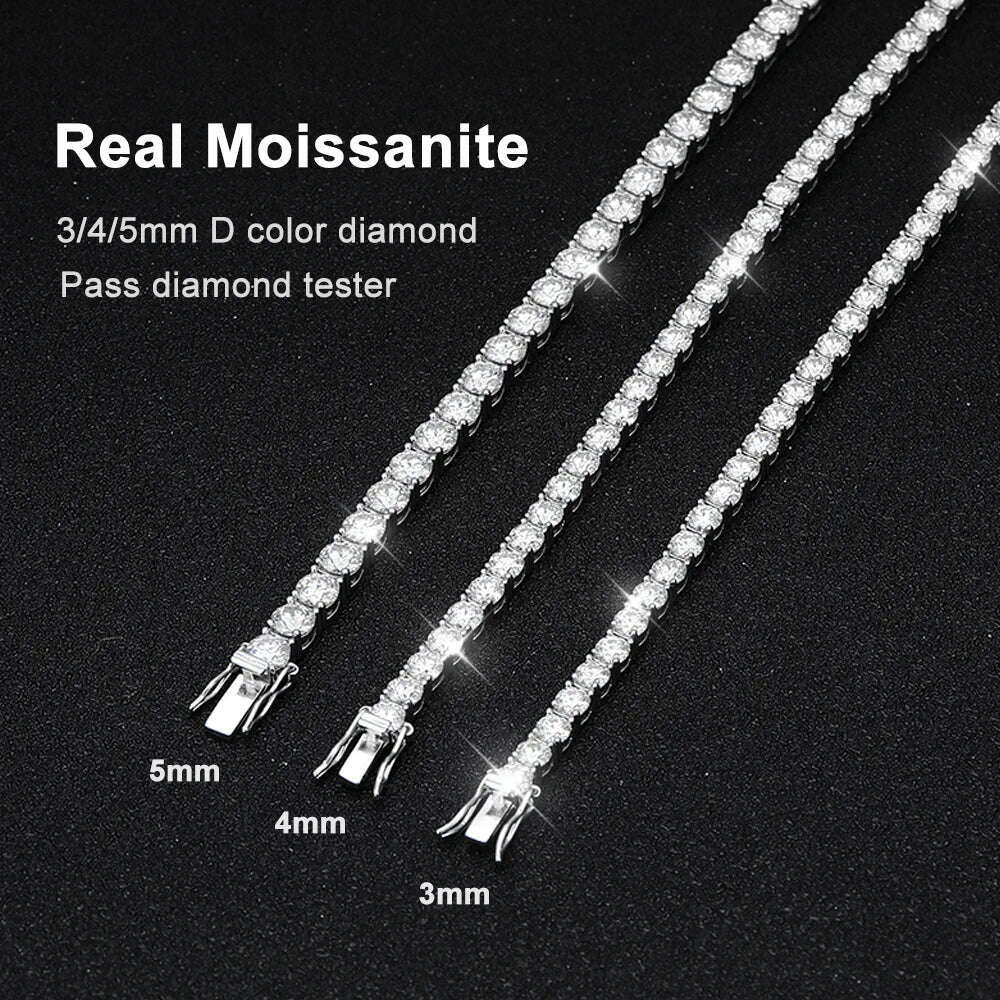KNOBSPIN D VVS1 Moissanite Tennis Bracelet Original s925 Sterling Silver Plated 18k White Gold with GRA Bracelets for Women Man - KIMLUD