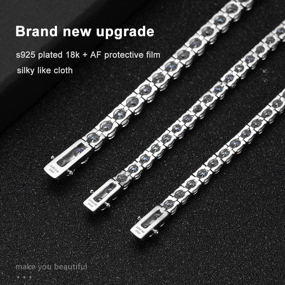 KNOBSPIN D VVS1 Moissanite Tennis Bracelet Original s925 Sterling Silver Plated 18k White Gold with GRA Bracelets for Women Man - KIMLUD