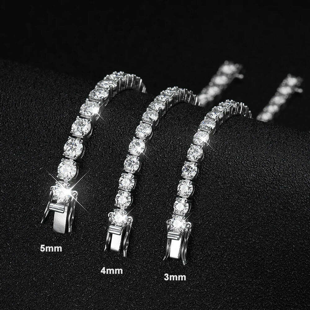 KNOBSPIN D VVS1 Moissanite Tennis Bracelet Original s925 Sterling Silver Plated 18k White Gold with GRA Bracelets for Women Man - KIMLUD