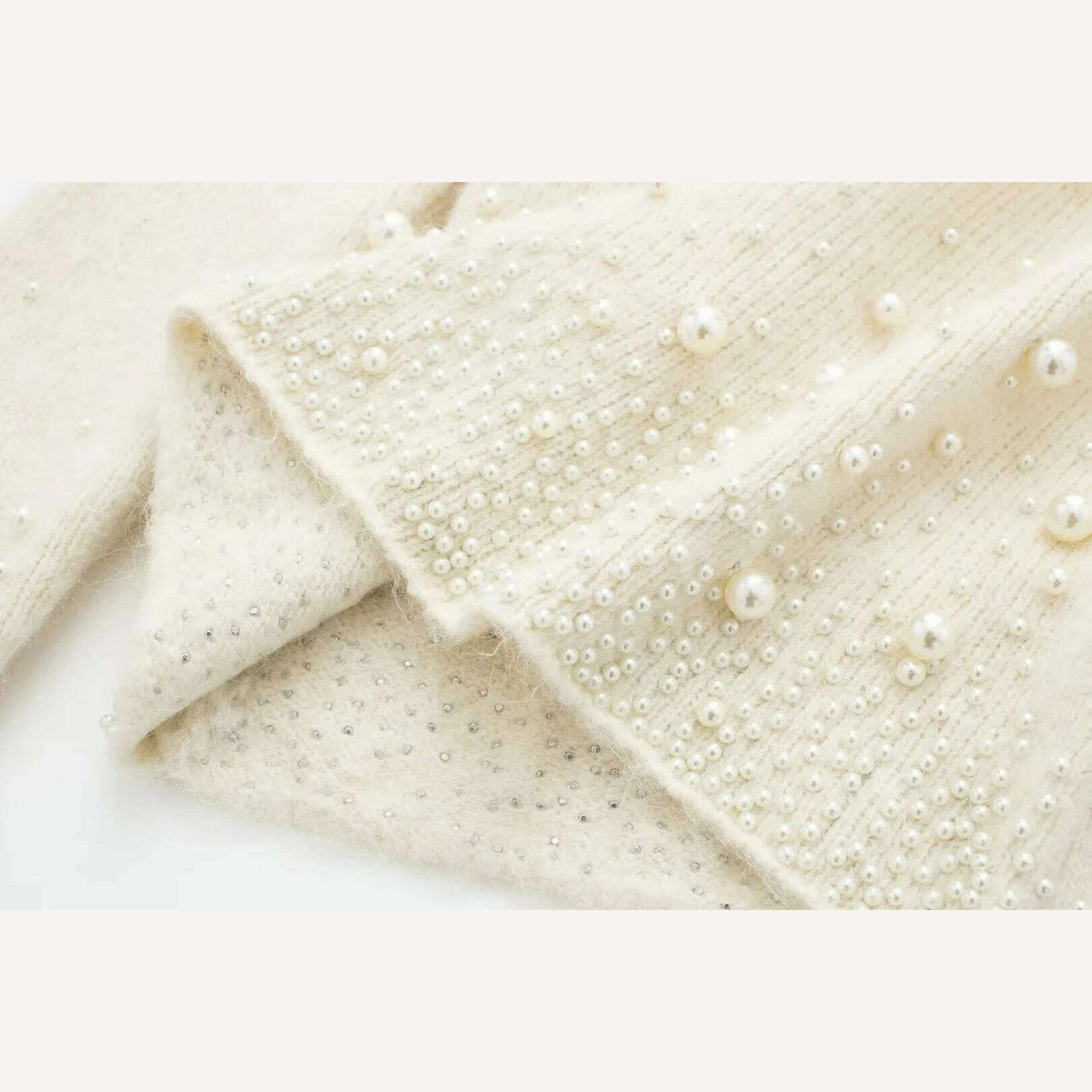 KONDALA Vintage Knitted Pearl Women Suits Long Sleeve O Neck Thick Sweater+High Waist Knit Skirts Fashion 2024 Elegant Women Set - KIMLUD