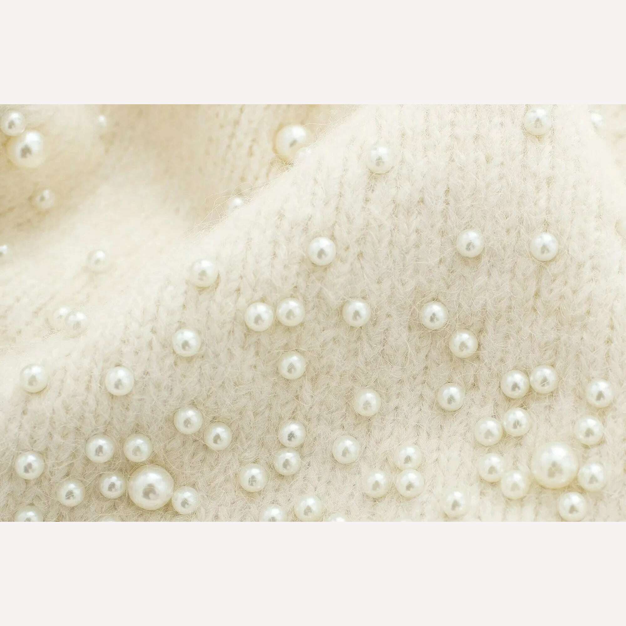 KONDALA Vintage Knitted Pearl Women Suits Long Sleeve O Neck Thick Sweater+High Waist Knit Skirts Fashion 2024 Elegant Women Set - KIMLUD