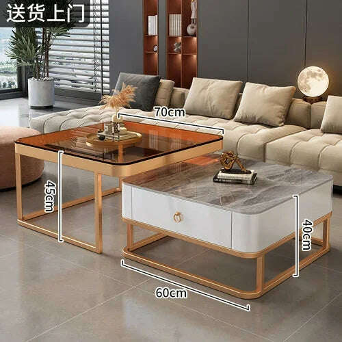 KIMLUD, Korea Cheap Clear Coffee Table Living Room Luxury White Glass Nordic Side Table Modern Minimalist Low Mesa Furniture For Home, style15, KIMLUD APPAREL - Womens Clothes