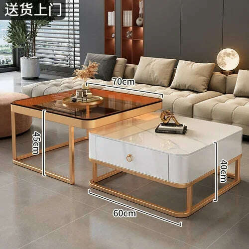 KIMLUD, Korea Cheap Clear Coffee Table Living Room Luxury White Glass Nordic Side Table Modern Minimalist Low Mesa Furniture For Home, style13, KIMLUD APPAREL - Womens Clothes
