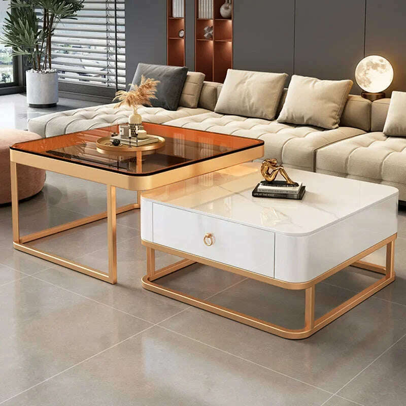 KIMLUD, Korea Cheap Clear Coffee Table Living Room Luxury White Glass Nordic Side Table Modern Minimalist Low Mesa Furniture For Home, KIMLUD Womens Clothes