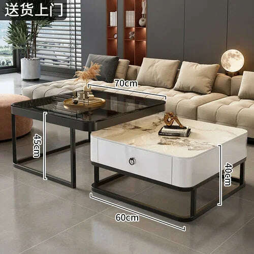 KIMLUD, Korea Cheap Clear Coffee Table Living Room Luxury White Glass Nordic Side Table Modern Minimalist Low Mesa Furniture For Home, style9, KIMLUD APPAREL - Womens Clothes