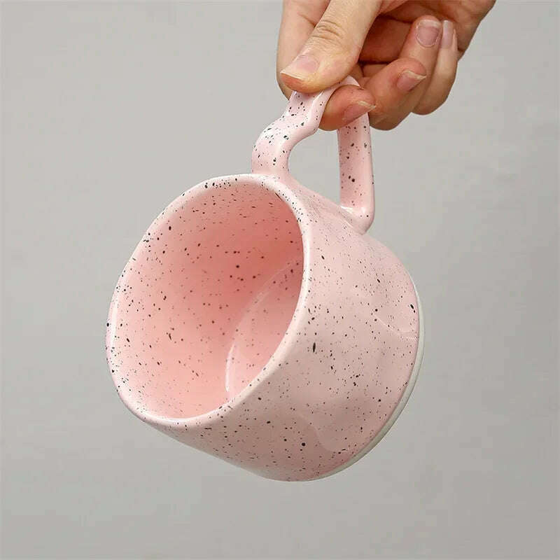 KIMLUD, Korean ins Ceramics Cup Breakfast milk oatmeal cup Pink Love shape handle Coffee Mug Water cup For Office Valentine's Day gifts, KIMLUD Womens Clothes