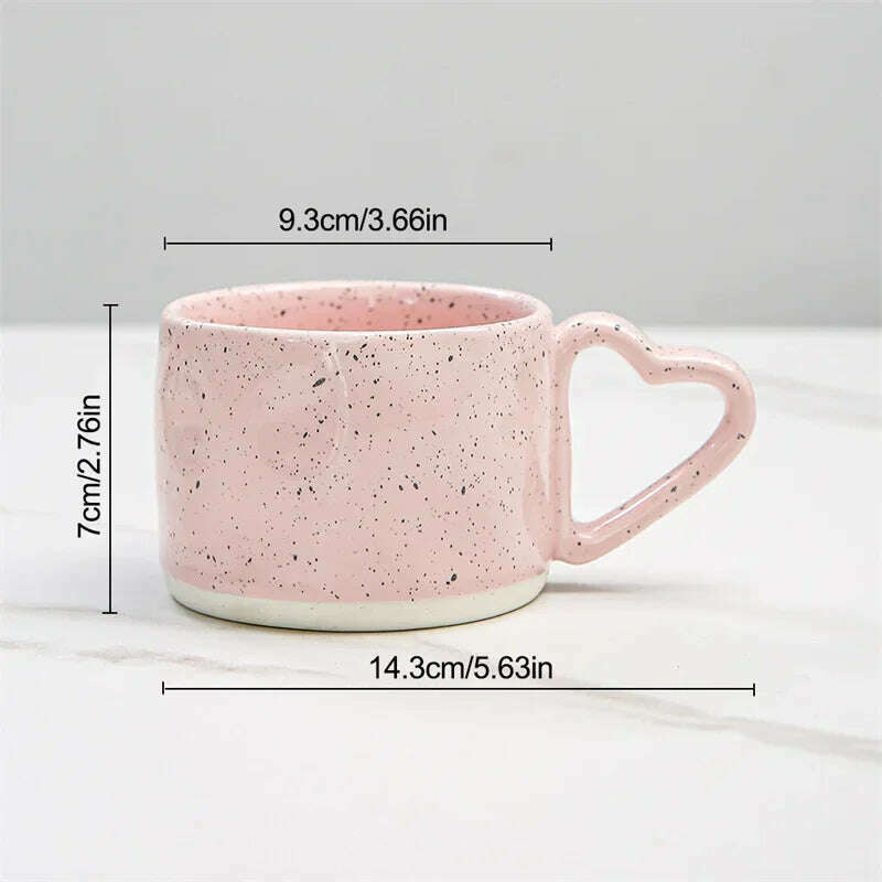 KIMLUD, Korean ins Ceramics Cup Breakfast milk oatmeal cup Pink Love shape handle Coffee Mug Water cup For Office Valentine's Day gifts, KIMLUD Womens Clothes