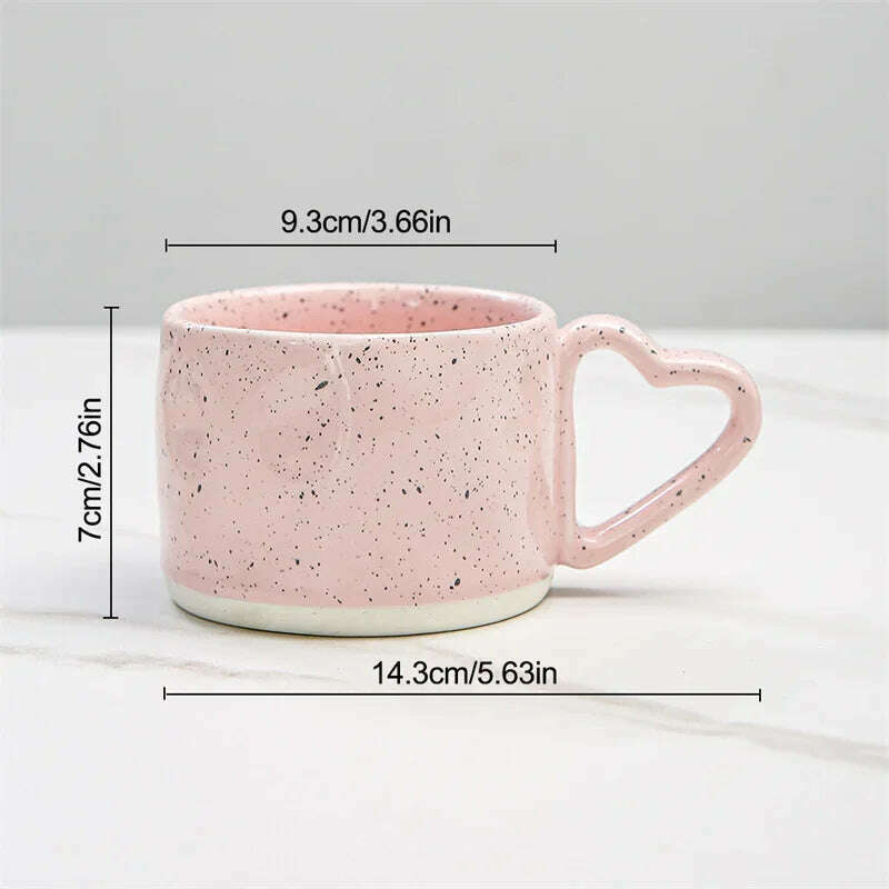 KIMLUD, Korean Style ins Ceramics Cup 300ML Pink Love shape handle Coffee Mug Breakfast milk oatmeal cup Water  cup Valentine's Day Gift, KIMLUD Womens Clothes