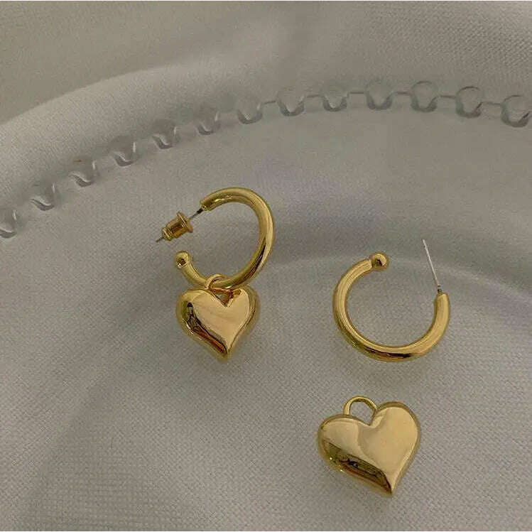 Kshmir Heart-shaped stud metal Pendant Women&#39;s Earrings 2023 new fashion jewelry women&#39;s C-shaped earrings gift, KIMLUD Women's Clothes