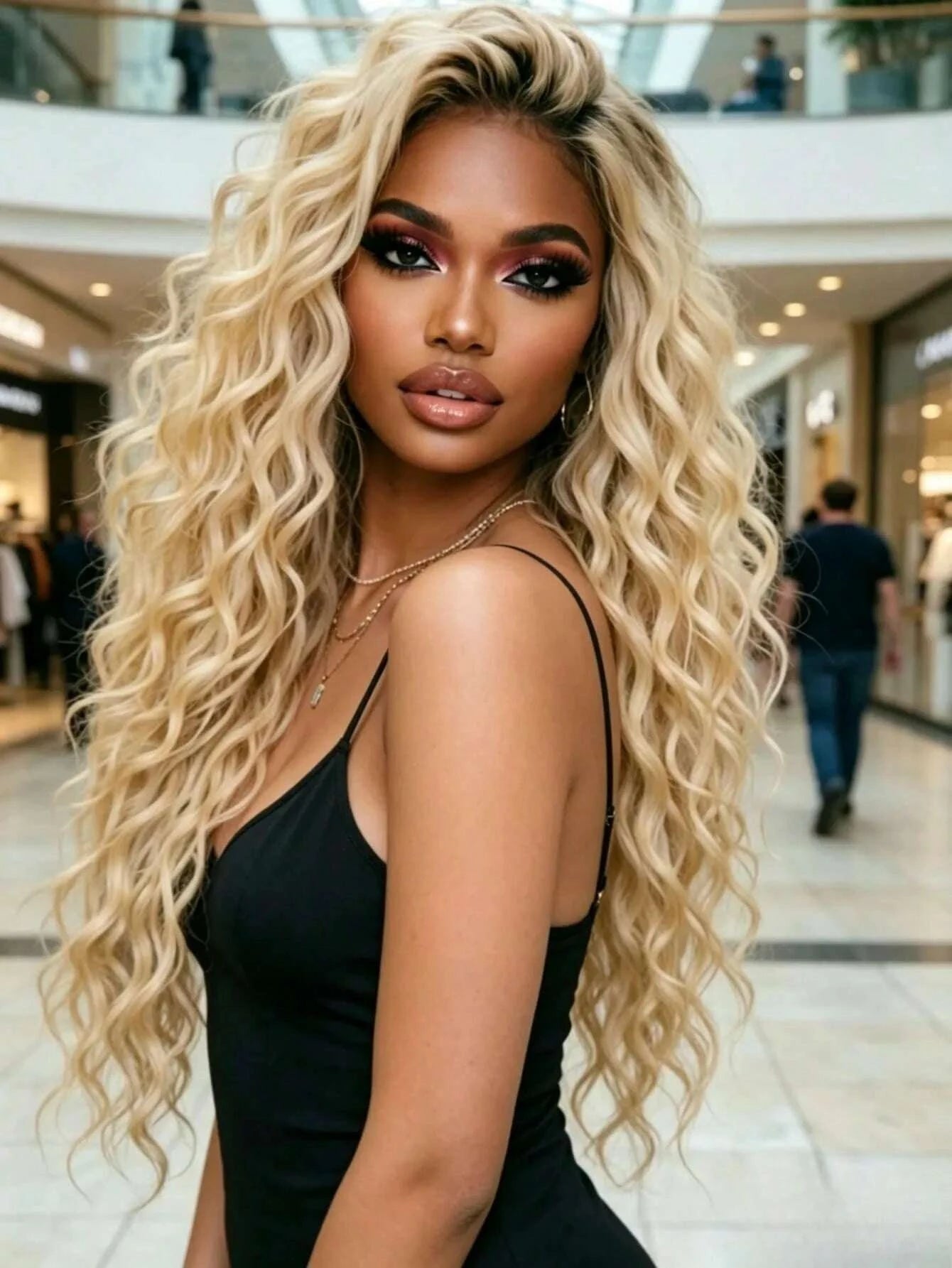 Lace Front Wig - Deep Wave - Human Hair - Ombre Blonde | KIMLUD