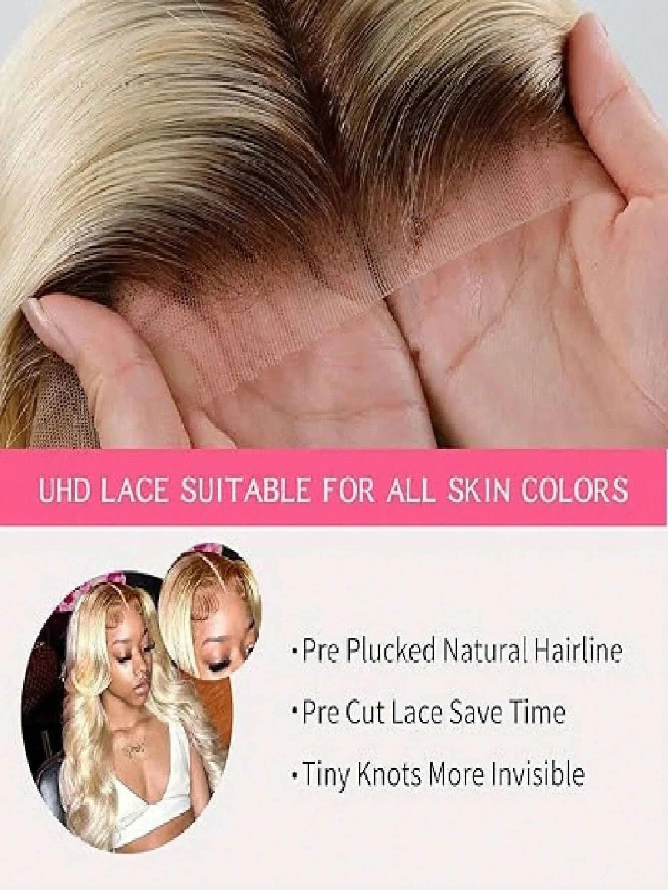 Lace Front Wig - Deep Wave - Human Hair - Ombre Blonde | KIMLUD