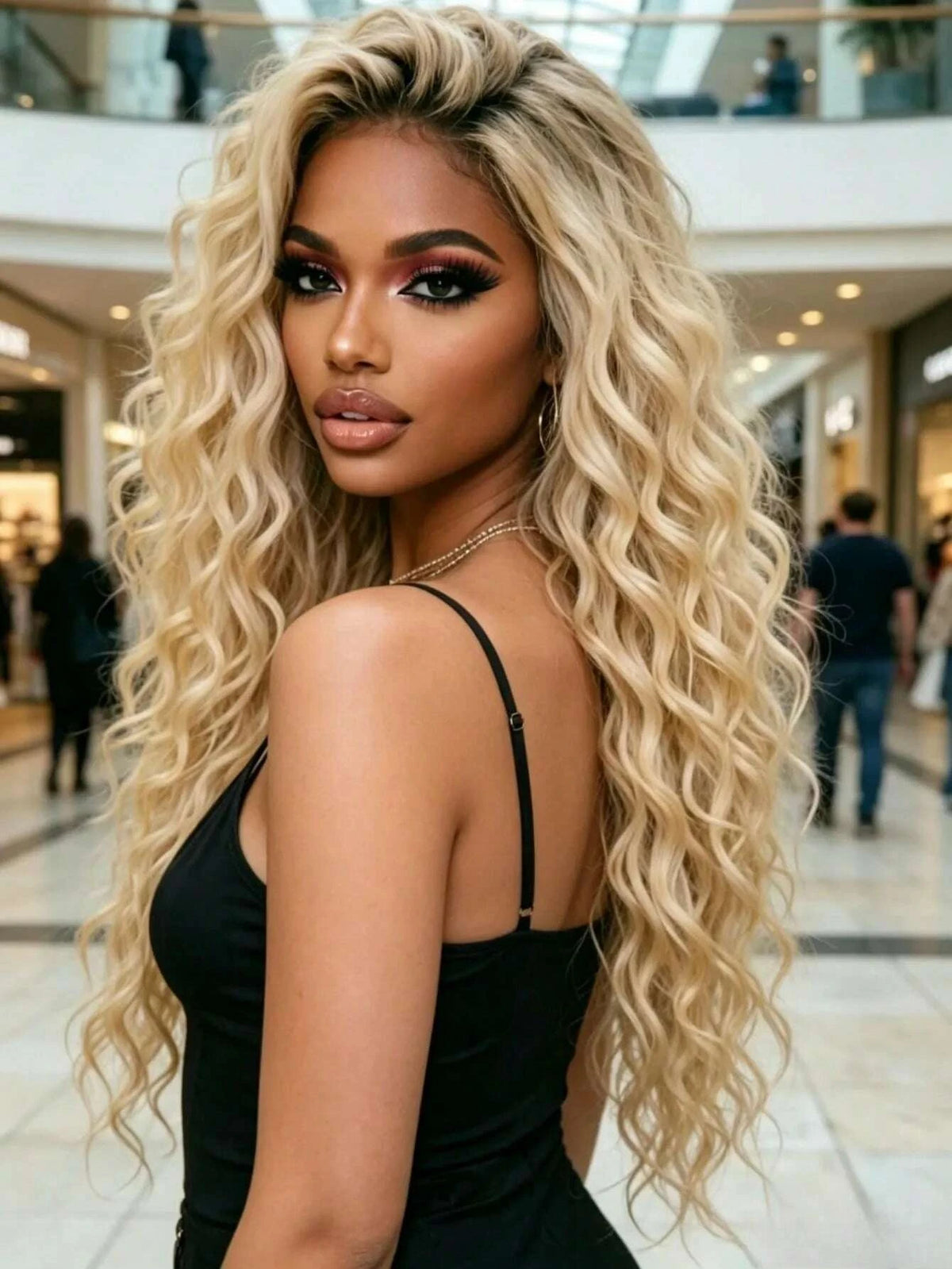 Lace Front Wig - Deep Wave - Human Hair - Ombre Blonde | KIMLUD