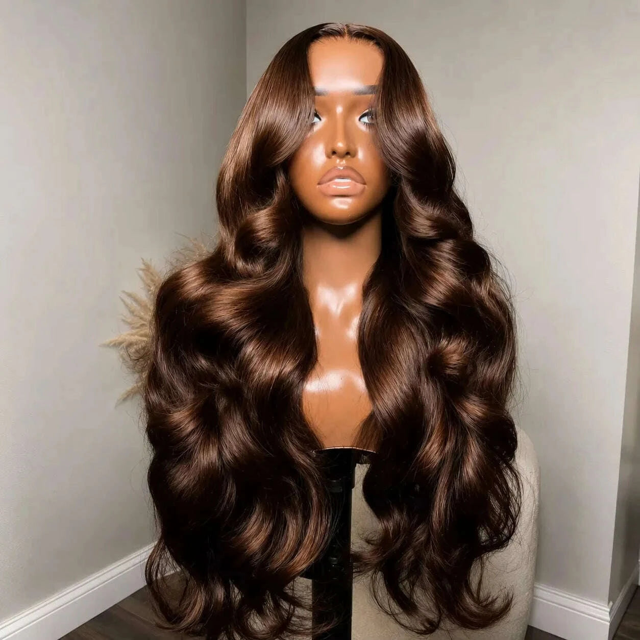 Lace Front Wig Body Wave Human Hair Chocolate Brown | KIMLUD