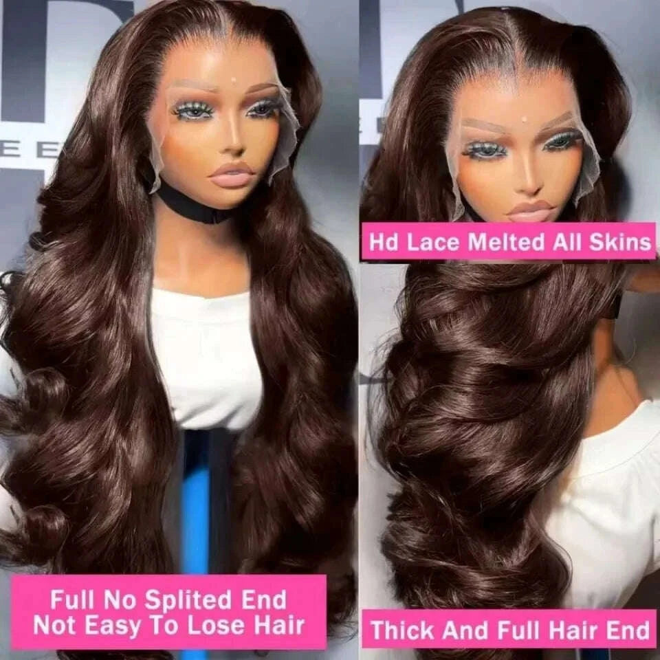 Lace Front Wig Body Wave Human Hair Chocolate Brown | KIMLUD