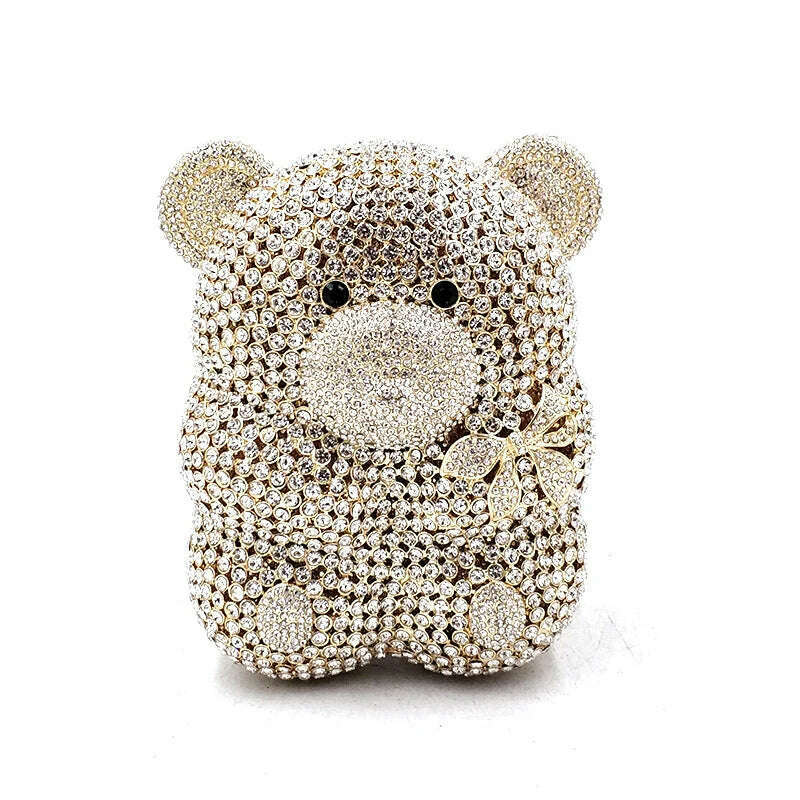 KIMLUD, Ladies handbag Bridal wedding party purse women evening party bag diamond luxury crystal cute animal Raccoon bear Grizzly purses, KIMLUD Womens Clothes