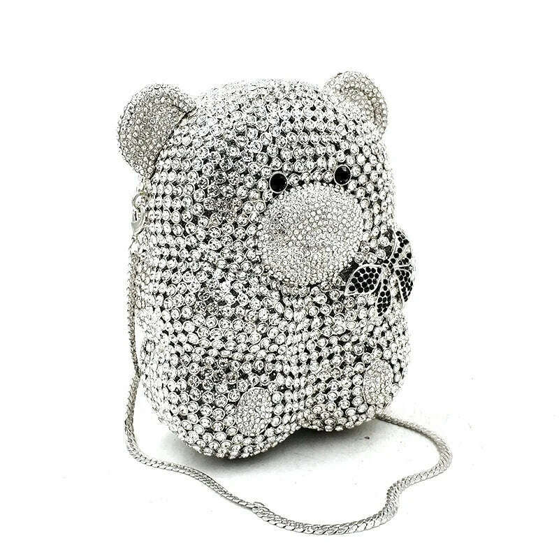 KIMLUD, Ladies handbag Bridal wedding party purse women evening party bag diamond luxury crystal cute animal Raccoon bear Grizzly purses, KIMLUD Womens Clothes