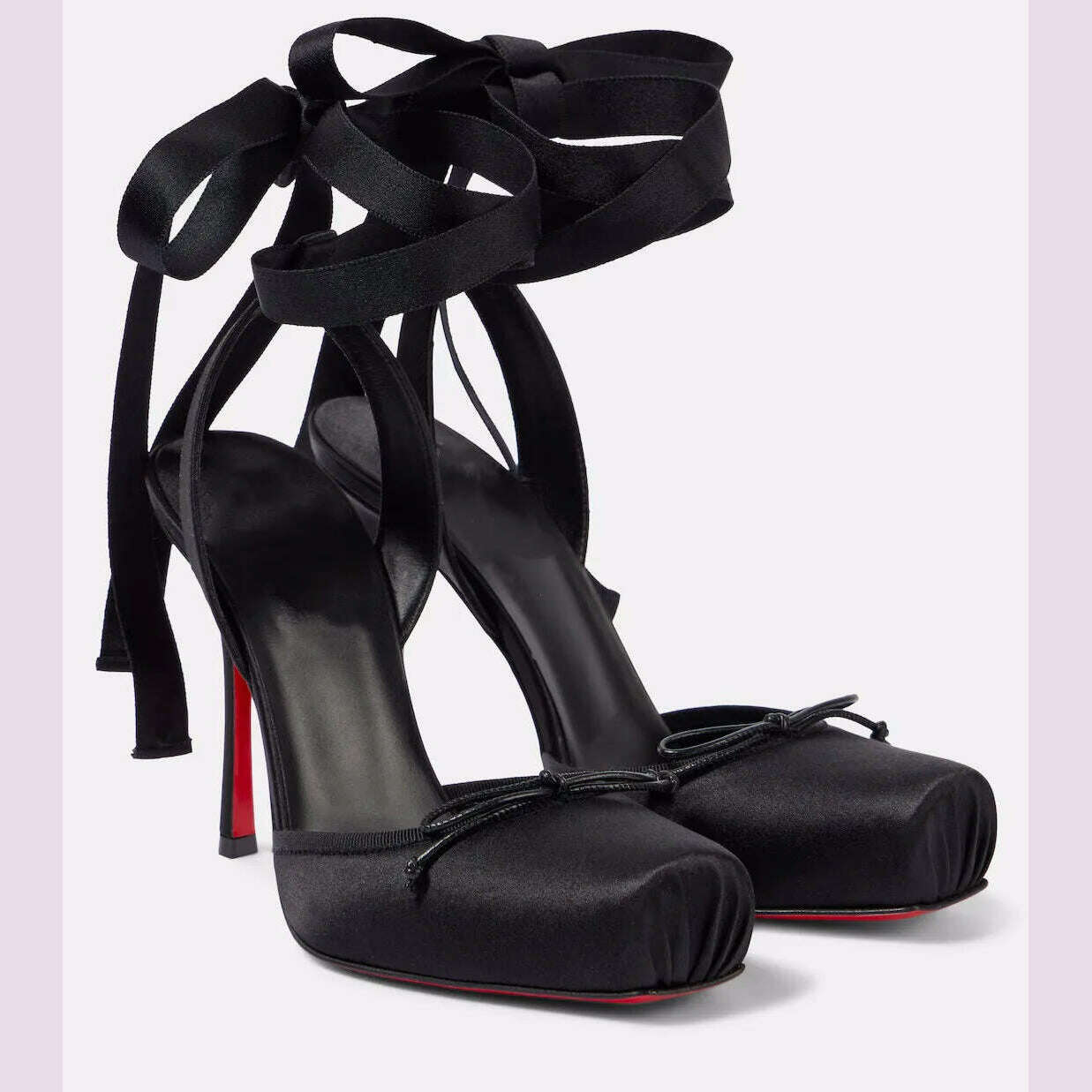 KIMLUD, Ladies' New Summer Square Satin High-heeled Sandals with Ankle Straps, Fashionable Party and Banquet Ballet High-heeled Shoes, KIMLUD Womens Clothes
