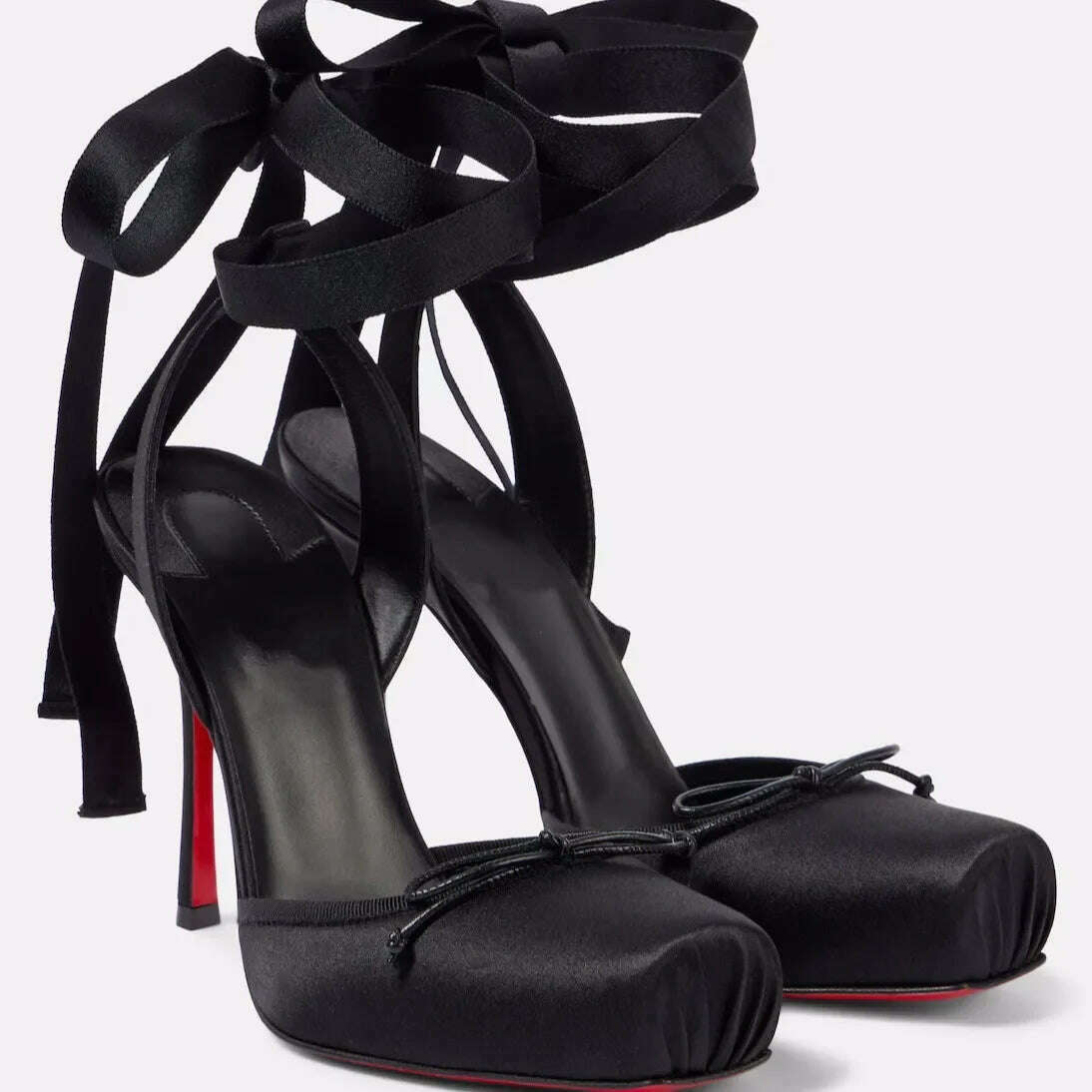KIMLUD, Ladies' New Summer Square Satin High-heeled Sandals with Ankle Straps, Fashionable Party and Banquet Ballet High-heeled Shoes, KIMLUD Womens Clothes