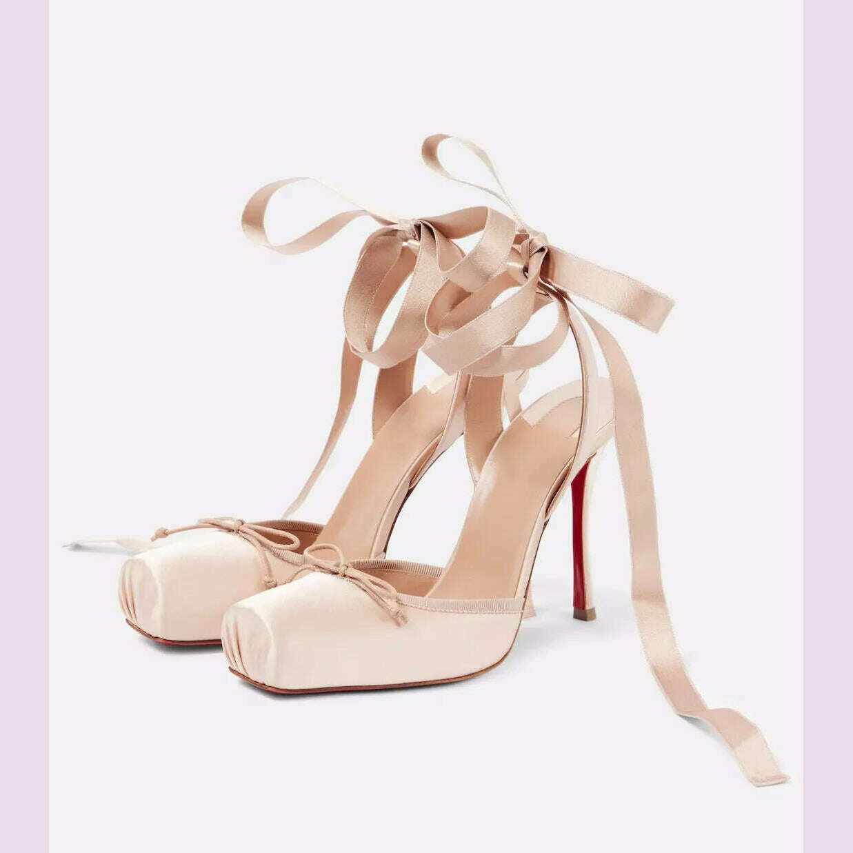 KIMLUD, Ladies' New Summer Square Satin High-heeled Sandals with Ankle Straps, Fashionable Party and Banquet Ballet High-heeled Shoes, KIMLUD Womens Clothes