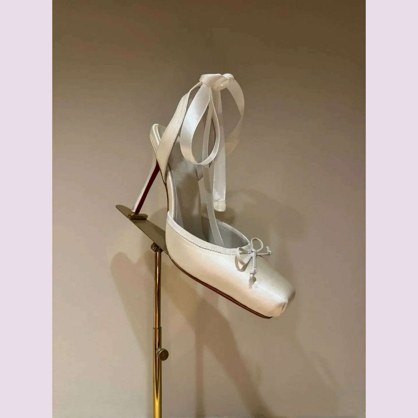 KIMLUD, Ladies' New Summer Square Satin High-heeled Sandals with Ankle Straps, Fashionable Party and Banquet Ballet High-heeled Shoes, KIMLUD Womens Clothes