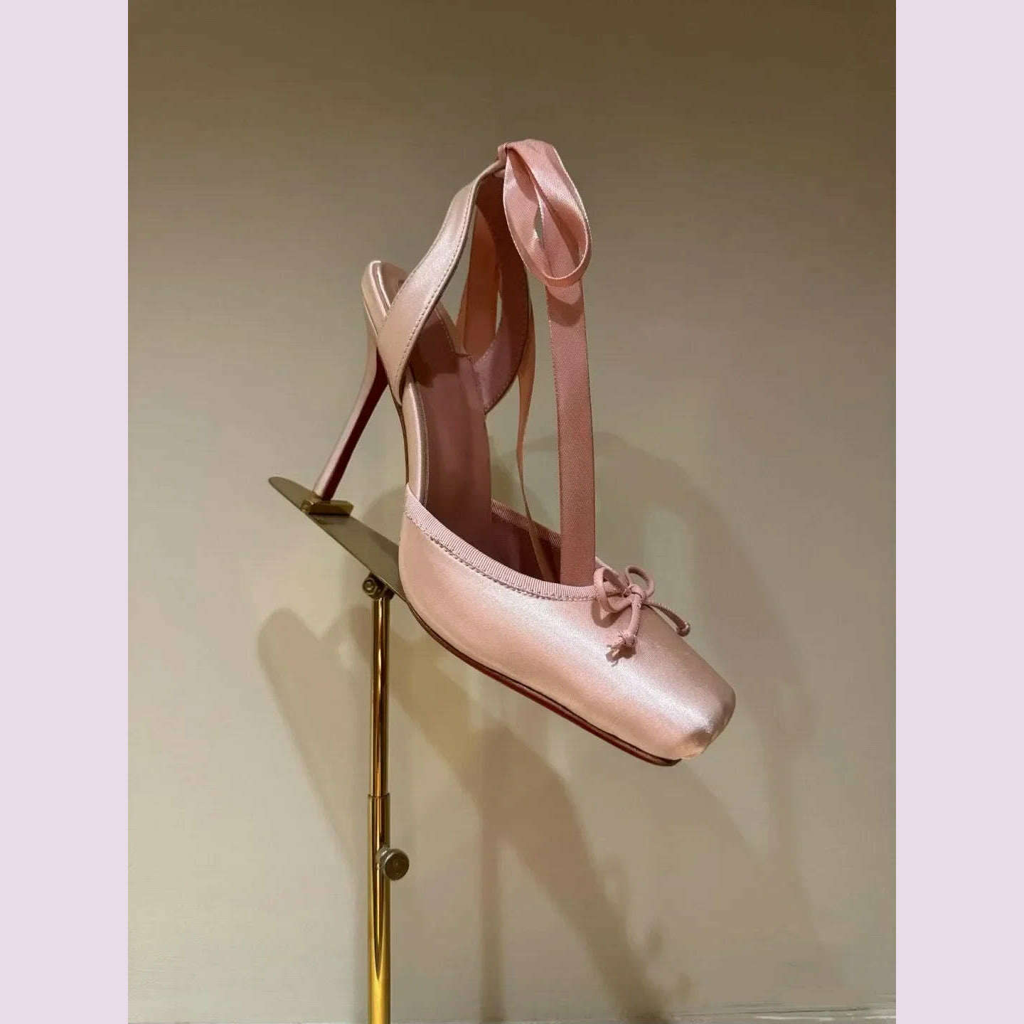 KIMLUD, Ladies' New Summer Square Satin High-heeled Sandals with Ankle Straps, Fashionable Party and Banquet Ballet High-heeled Shoes, KIMLUD Womens Clothes