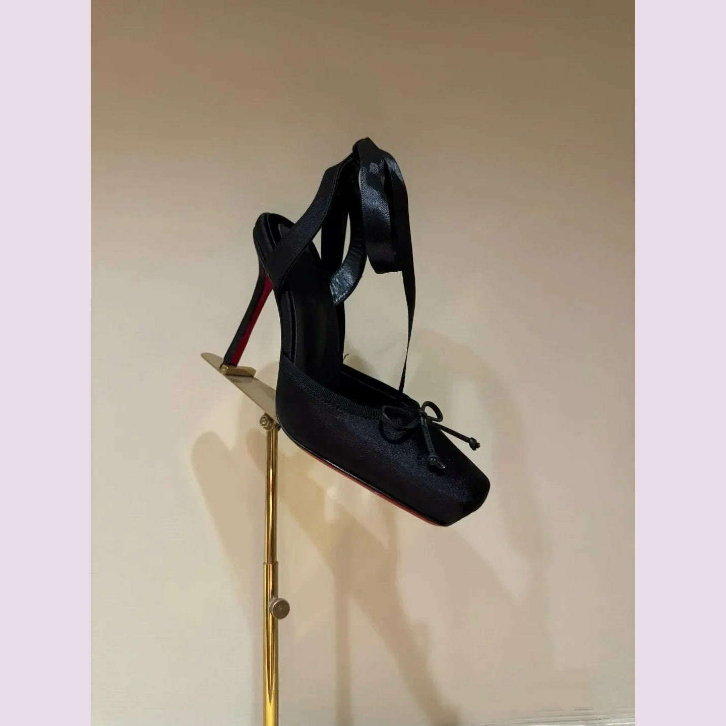 KIMLUD, Ladies' New Summer Square Satin High-heeled Sandals with Ankle Straps, Fashionable Party and Banquet Ballet High-heeled Shoes, KIMLUD Womens Clothes
