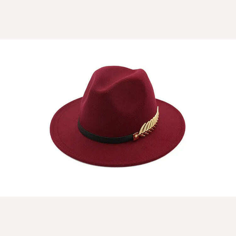 KIMLUD, Ladies Wool Fedora Warm Jazz Hat Chapeau Femme feutre Panaman cap Felt Women Fedora Hats with Pearls Belt Vintage Trilby Caps, MULTI / XXL, KIMLUD Women's Clothes
