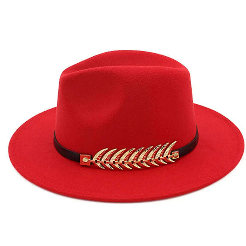 KIMLUD, Ladies Wool Fedora Warm Jazz Hat Chapeau Femme feutre Panaman cap Felt Women Fedora Hats with Pearls Belt Vintage Trilby Caps, KIMLUD Women's Clothes