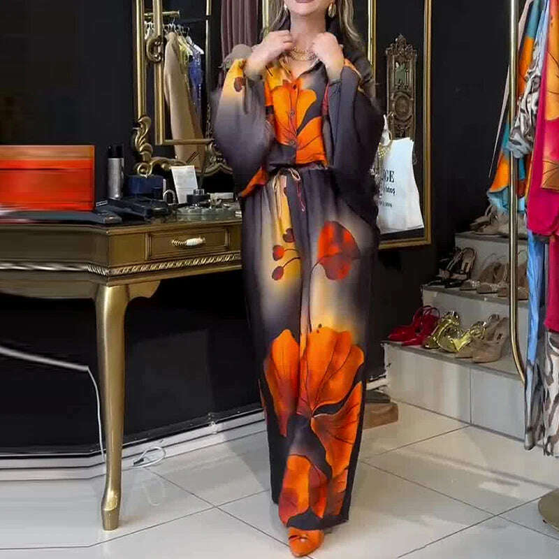KIMLUD, Lady Commute Two Piece 2025 Spring Summer Floral Print Office Set Women Fashion Button Long Sleeve Blouse Top+Wide Leg Pant Set, KIMLUD Womens Clothes
