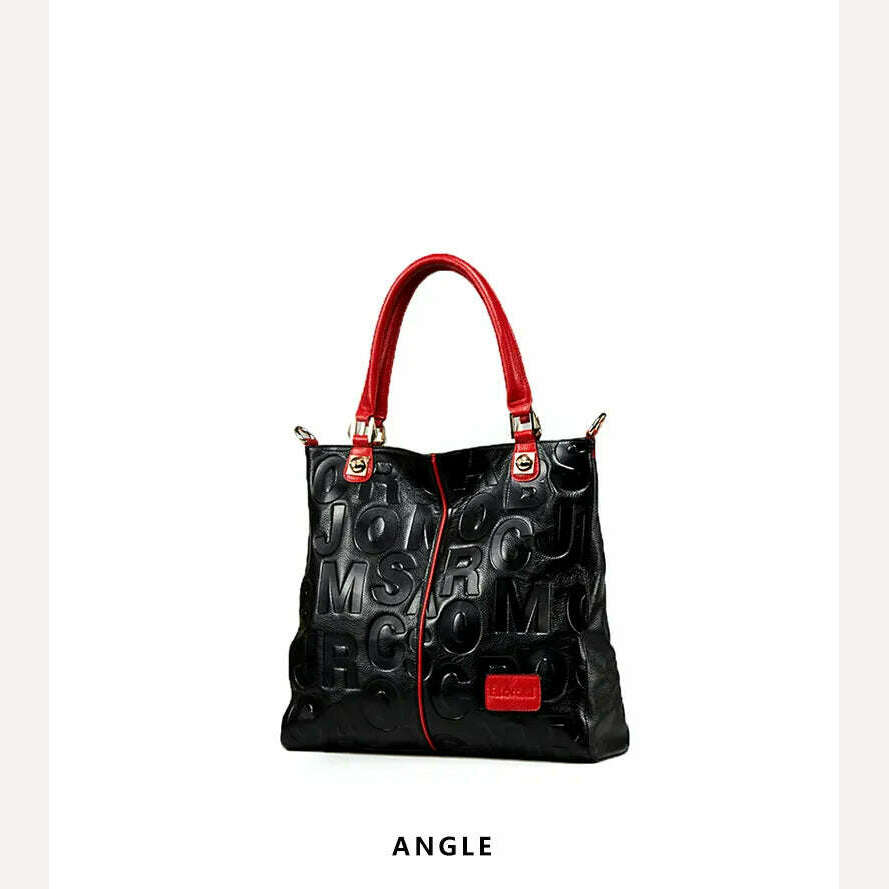 Lady Cowhide Tote Bag And Purses Luxury Designer Handbags For Women 2023 New In Genuine Leather Embossed Letters Decorate Sling - KIMLUD