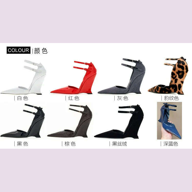 KIMLUD, Lady Sexy Slope Heels Woman Ankle Strap Dress Wedding Shoes Party Sandalias De Mujer Luxury Sandals Women Designers, KIMLUD Womens Clothes