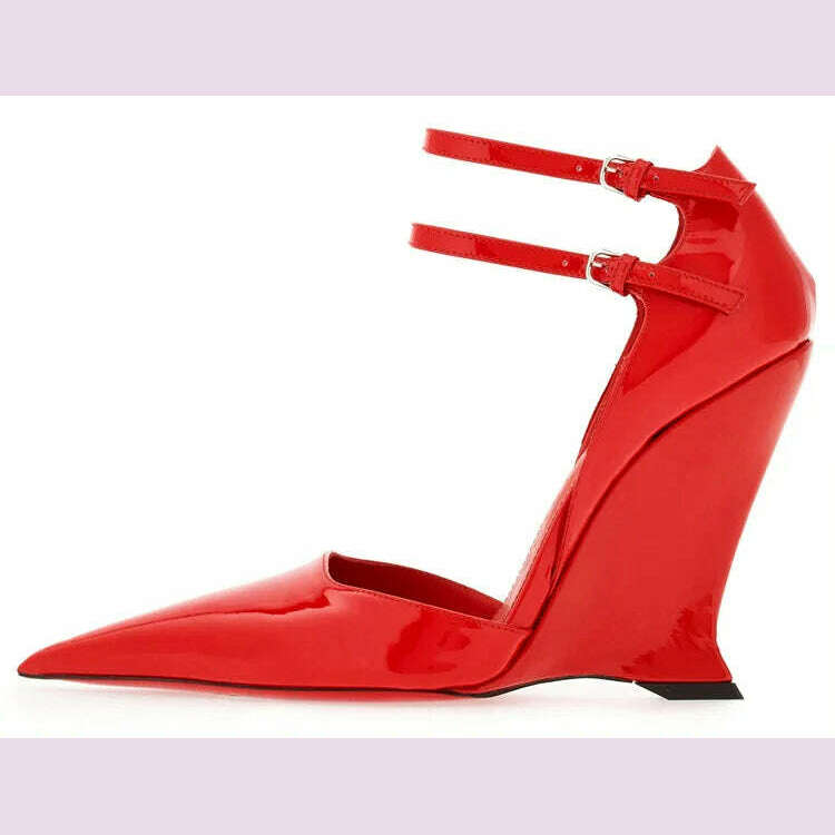 KIMLUD, Lady Sexy Slope Heels Woman Ankle Strap Dress Wedding Shoes Party Sandalias De Mujer Luxury Sandals Women Designers, KIMLUD Womens Clothes