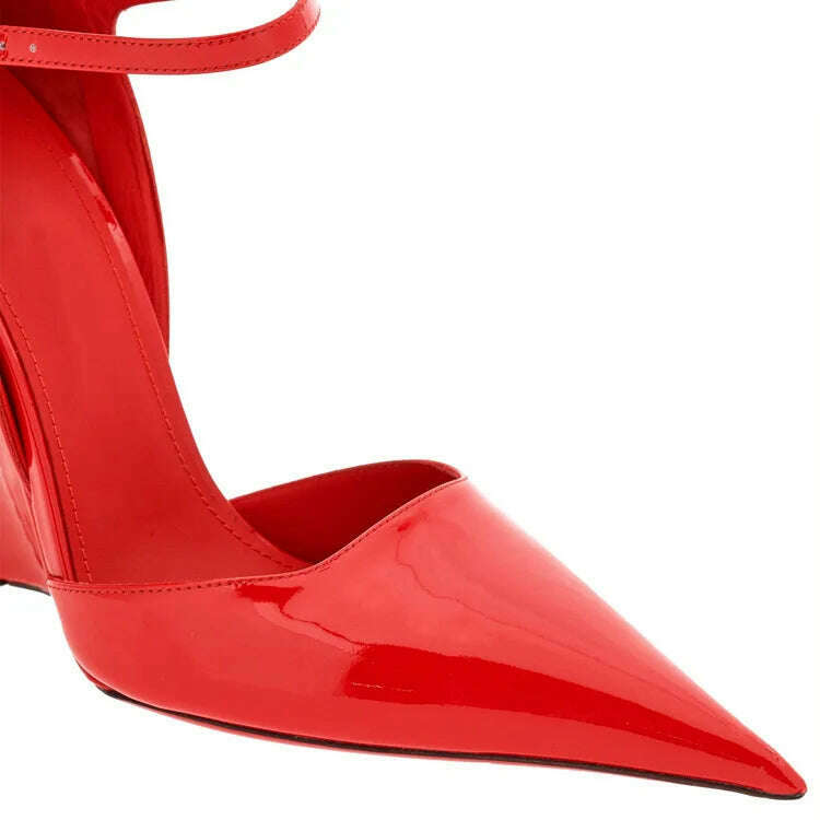 KIMLUD, Lady Sexy Slope Heels Woman Ankle Strap Dress Wedding Shoes Party Sandalias De Mujer Luxury Sandals Women Designers, KIMLUD Womens Clothes