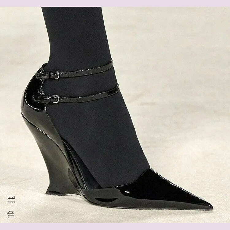 KIMLUD, Lady Sexy Slope Heels Woman Ankle Strap Dress Wedding Shoes Party Sandalias De Mujer Luxury Sandals Women Designers, KIMLUD Womens Clothes
